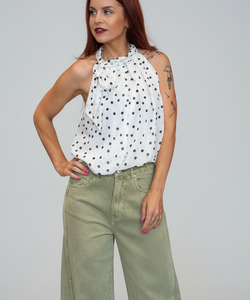 LIZ POLKA DOT TOP - WHITE