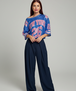 CHARLY SEQUIN TEE - BLUE/PINK