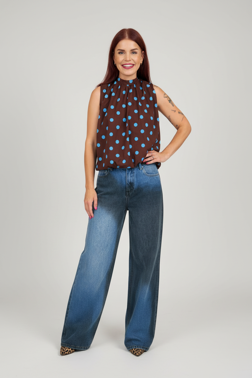 MARCY TWO-TONED JEANS - BLUE
