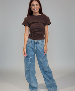 AMBER PADDED TOP - BROWN