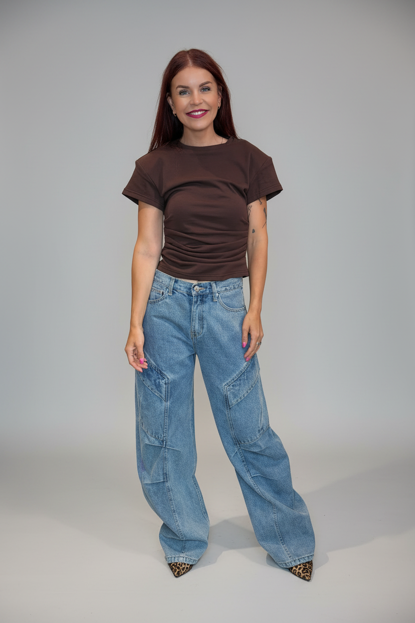 AMBER PADDED TOP - BROWN