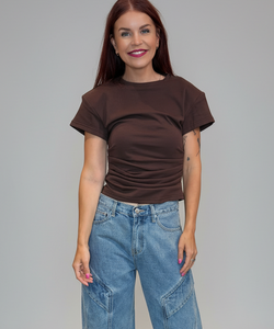 AMBER PADDED TOP - BROWN
