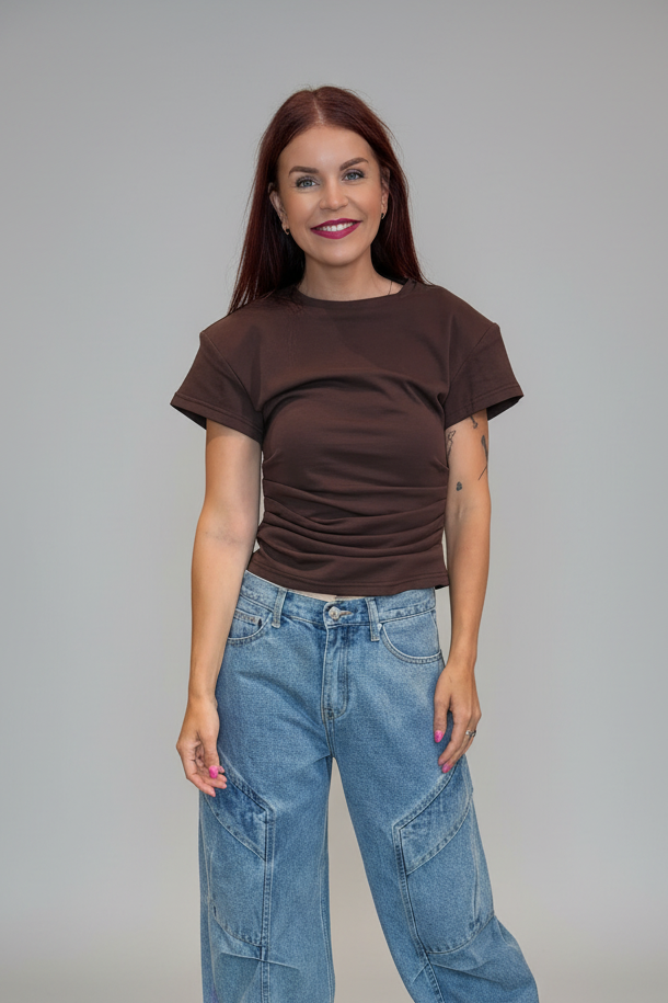 AMBER PADDED TOP - BROWN