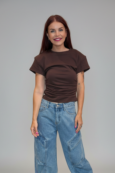 AMBER PADDED TOP - BROWN