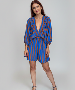 ISA STRIPED JUMPSUIT - ROYAL BLUE