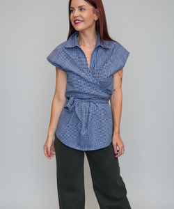HARLEY WRAP BLOUSE - BLUE