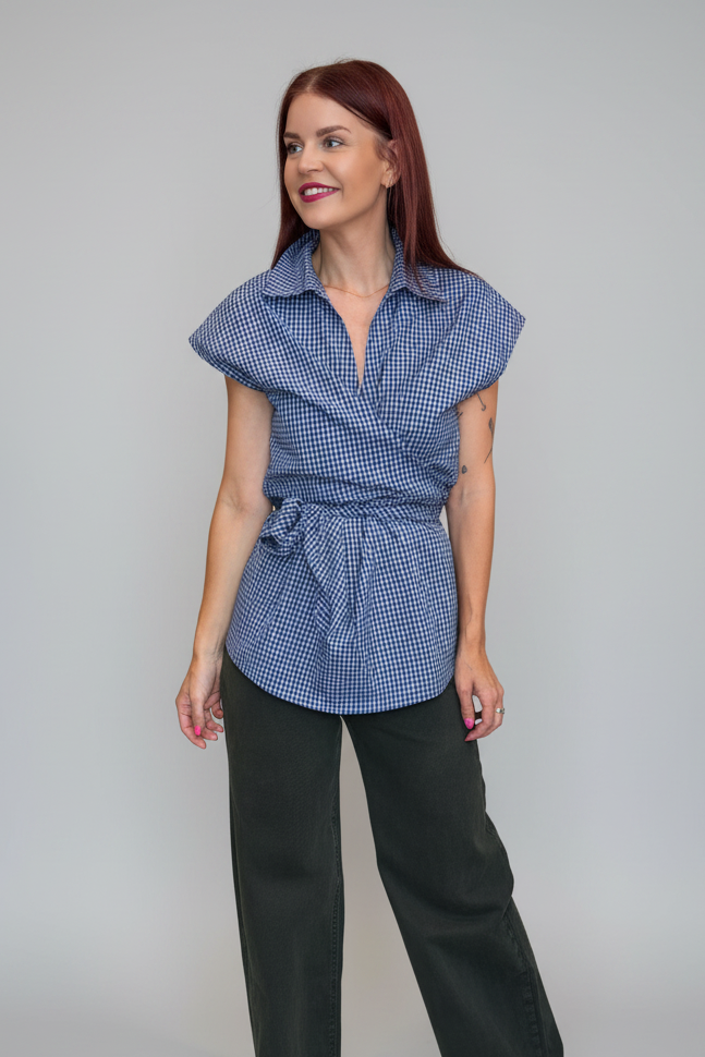 HARLEY WRAP BLOUSE - BLUE