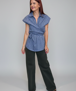 HARLEY WRAP BLOUSE - BLUE
