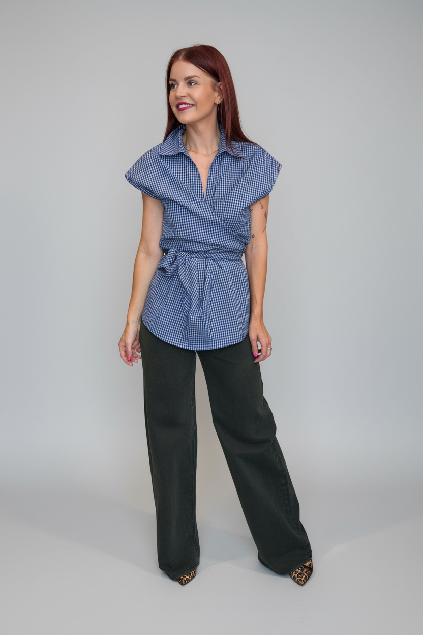 HARLEY WRAP BLOUSE - BLUE