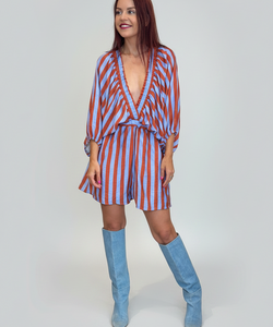 ISA STRIPED JUMPSUIT - TERRACOTTA