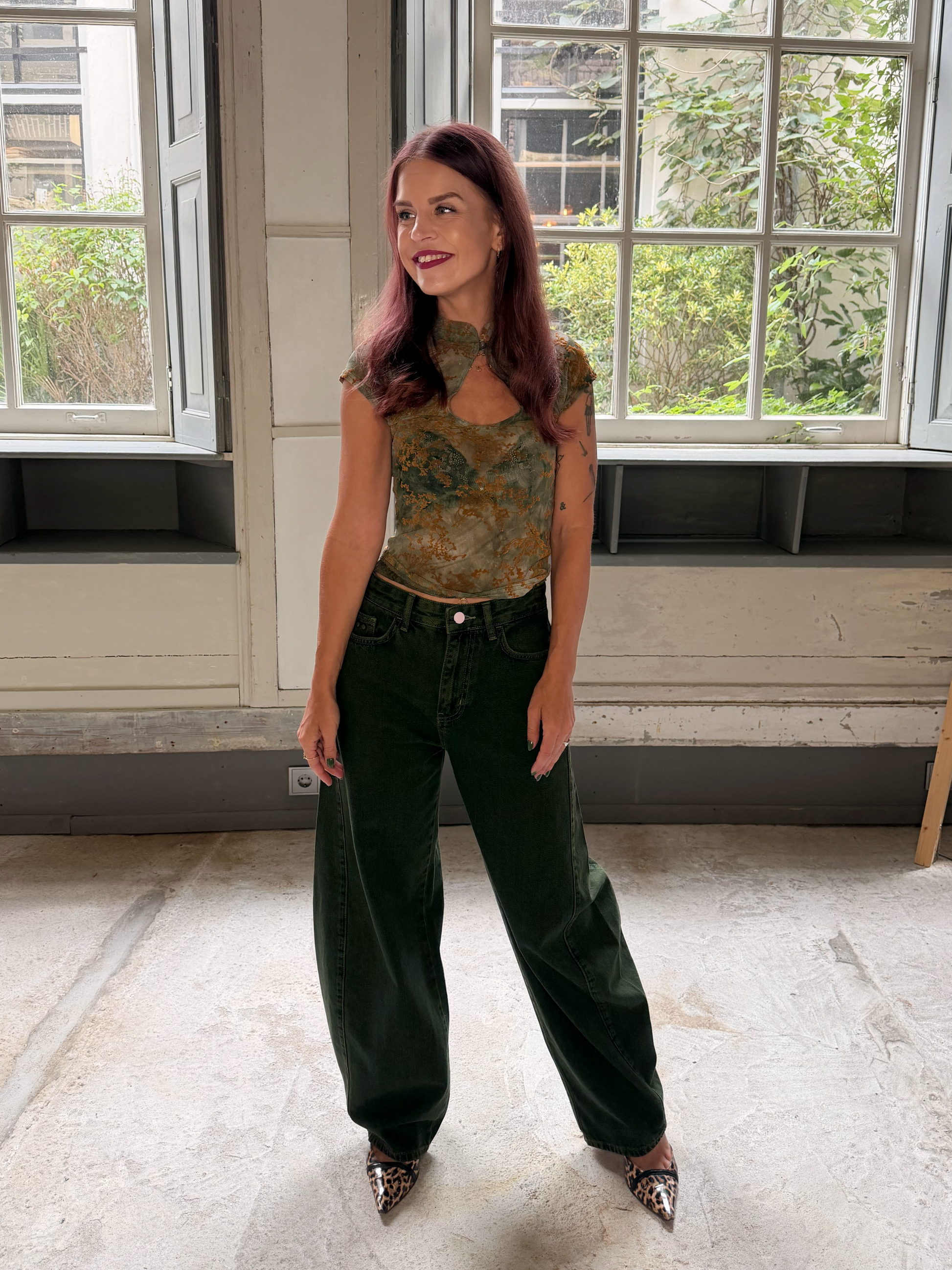 MILLY MANDARIN TOP - GREEN