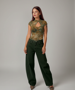 NÜMPH | AMSTERDAM HR BARREL JEANS - FOREST NIGHT