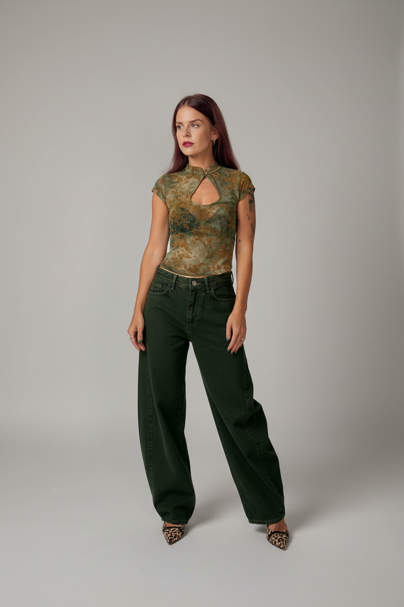 NÜMPH | AMSTERDAM HR BARREL JEANS - FOREST NIGHT