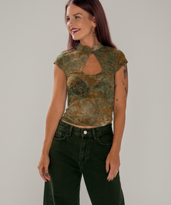 MILLY MANDARIN TOP - GREEN