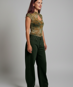 MILLY MANDARIN TOP - GREEN