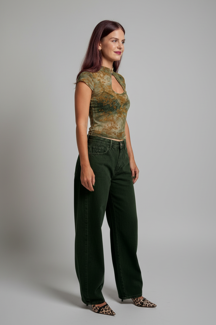 MILLY MANDARIN TOP - GREEN