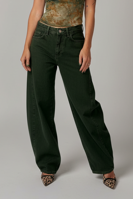 NÜMPH | AMSTERDAM HR BARREL JEANS - FOREST NIGHT