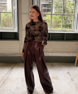 DEAN PU PLEATED PANTS - BORDEAUX