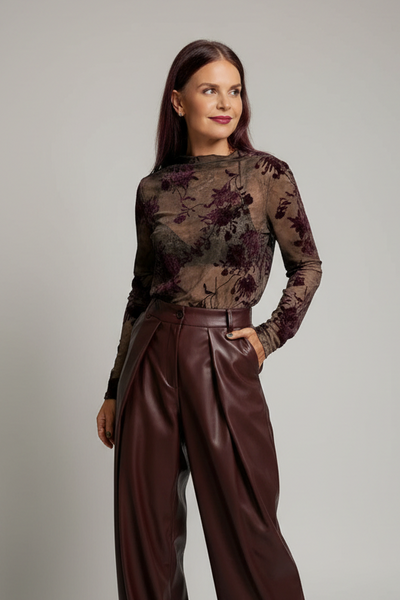 AURORA MESH SHIRT - AUBERGINE