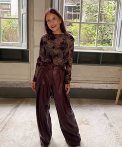 DEAN PU PLEATED PANTS - BORDEAUX