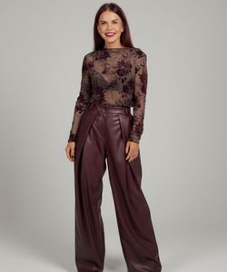DEAN PU PLEATED PANTS - BORDEAUX