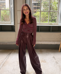 RAMY STRIPED TOP - RED/GREY