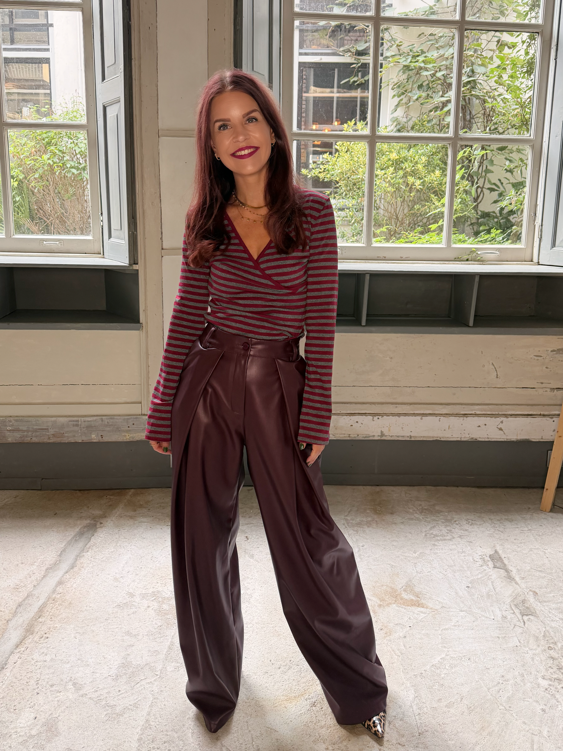 RAMY STRIPED TOP - RED/GREY