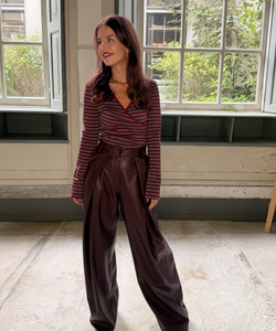 RAMY STRIPED TOP - RED/GREY