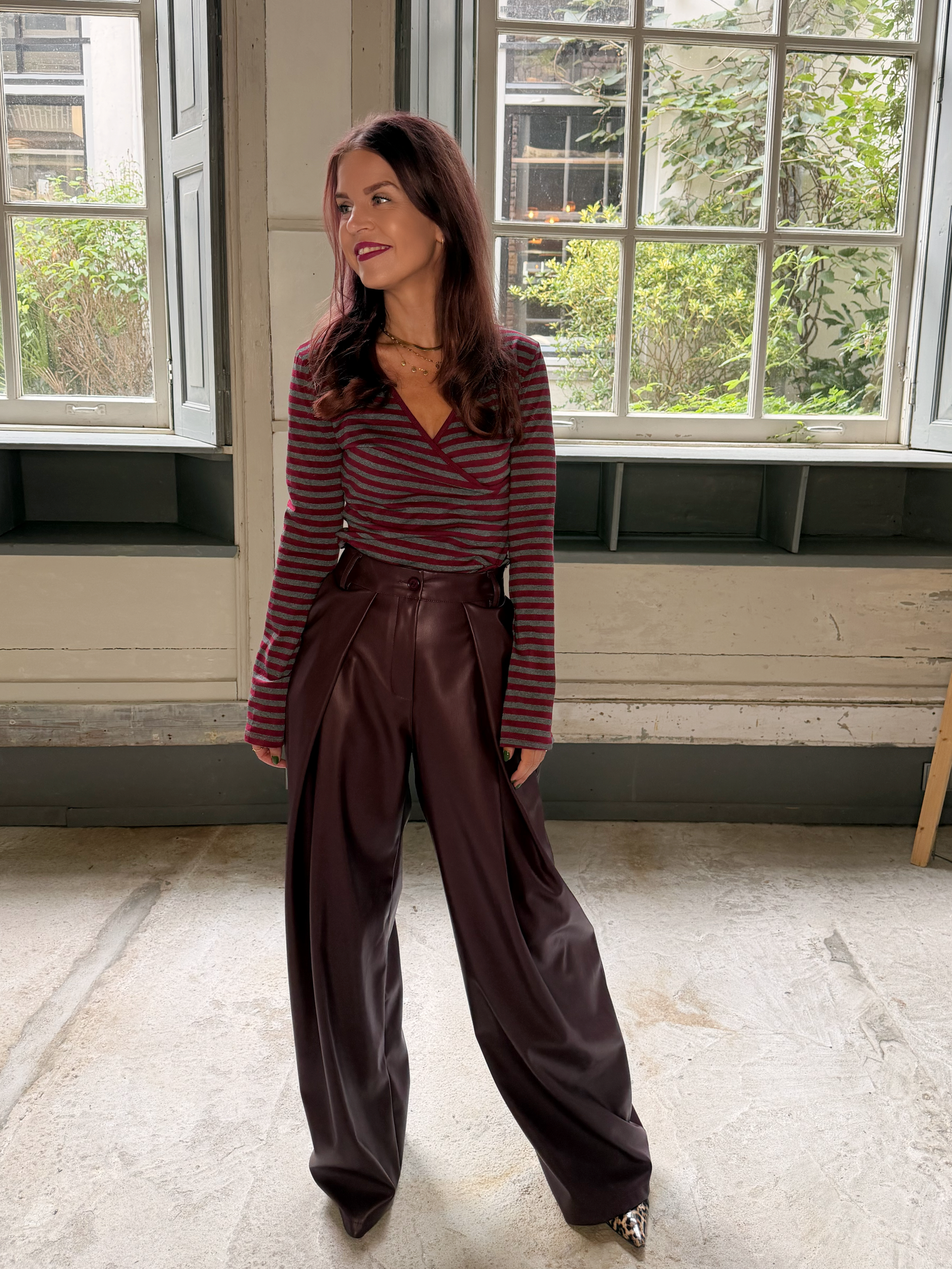RAMY STRIPED TOP - RED/GREY