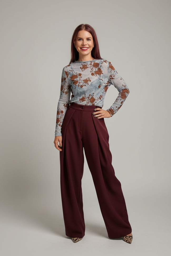 DEAN PLEATED PANTS - BORDEAUX