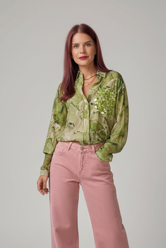 NÜMPH | MARLA SHIRT - CALLA GREEN