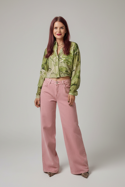 CELINE WIDE LEG JEANS - PINK