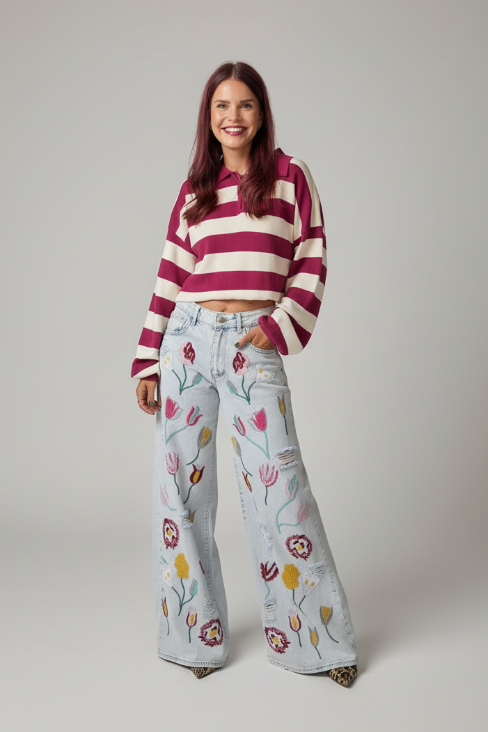 ESMEE STRIPED SWEAT - FRAMBOISE