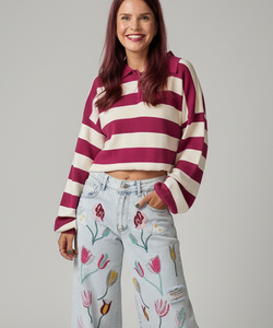 ESMEE STRIPED SWEAT - FRAMBOISE