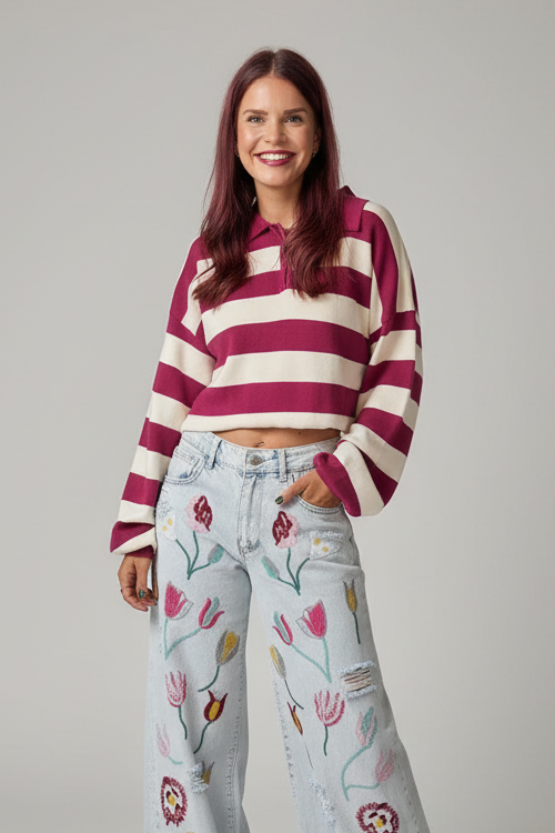 ESMEE STRIPED SWEAT - FRAMBOISE