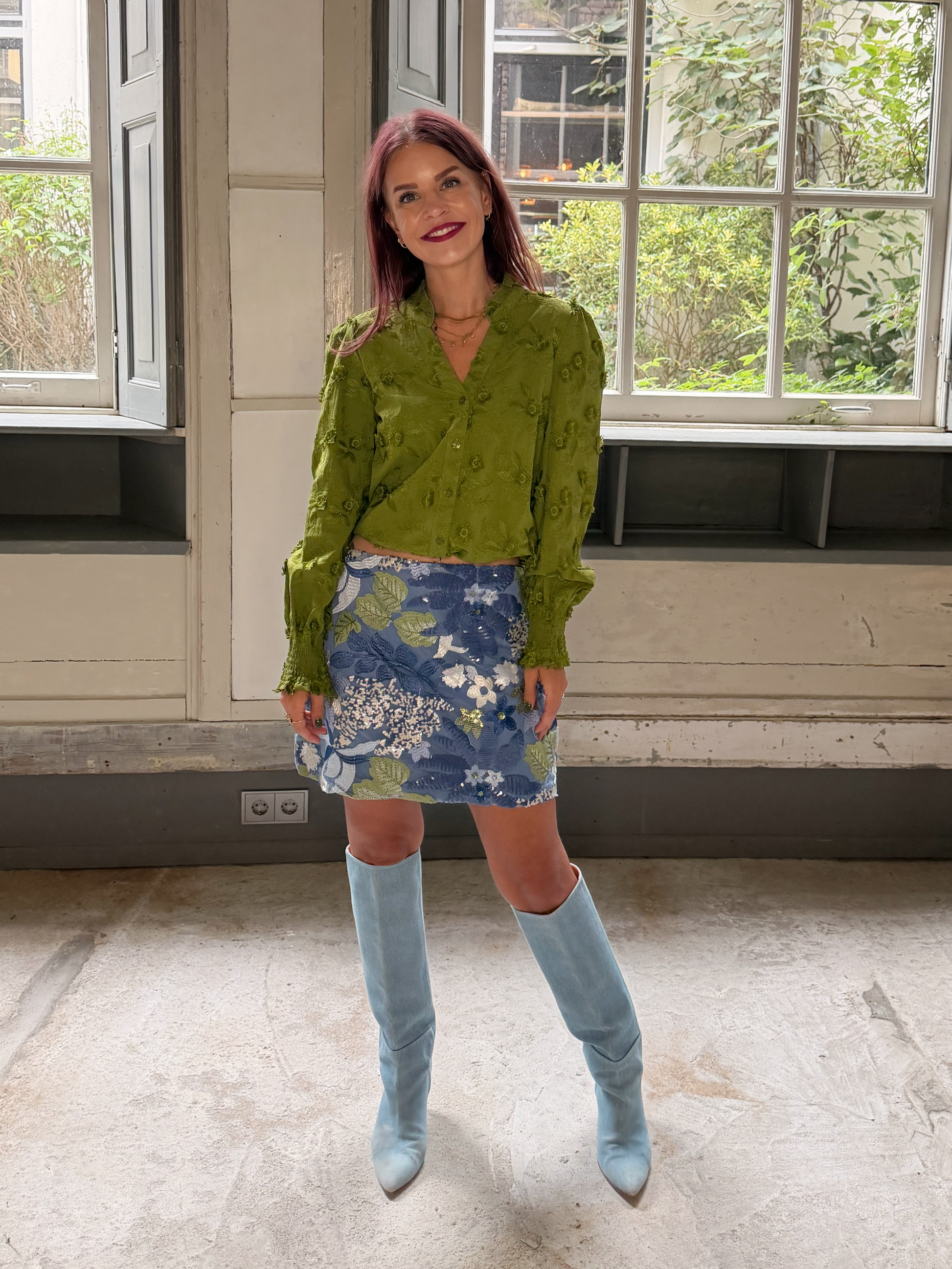 HILDE SEQUIN SKIRT - BLUE