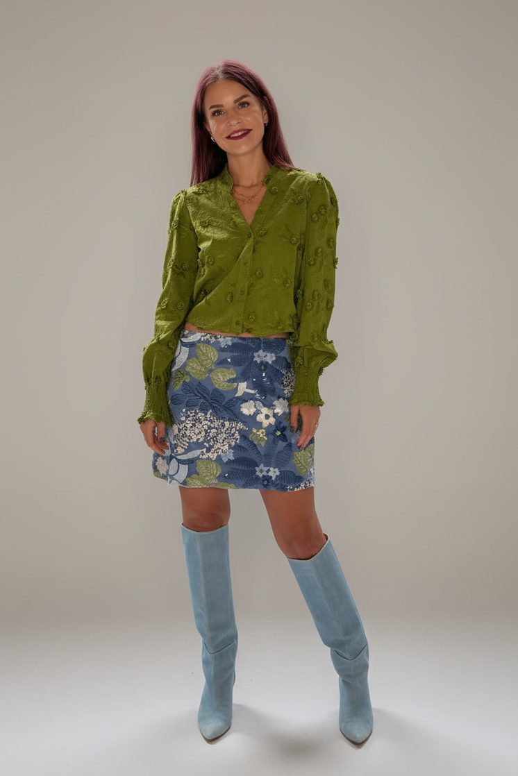 HILDE SEQUIN SKIRT - BLUE