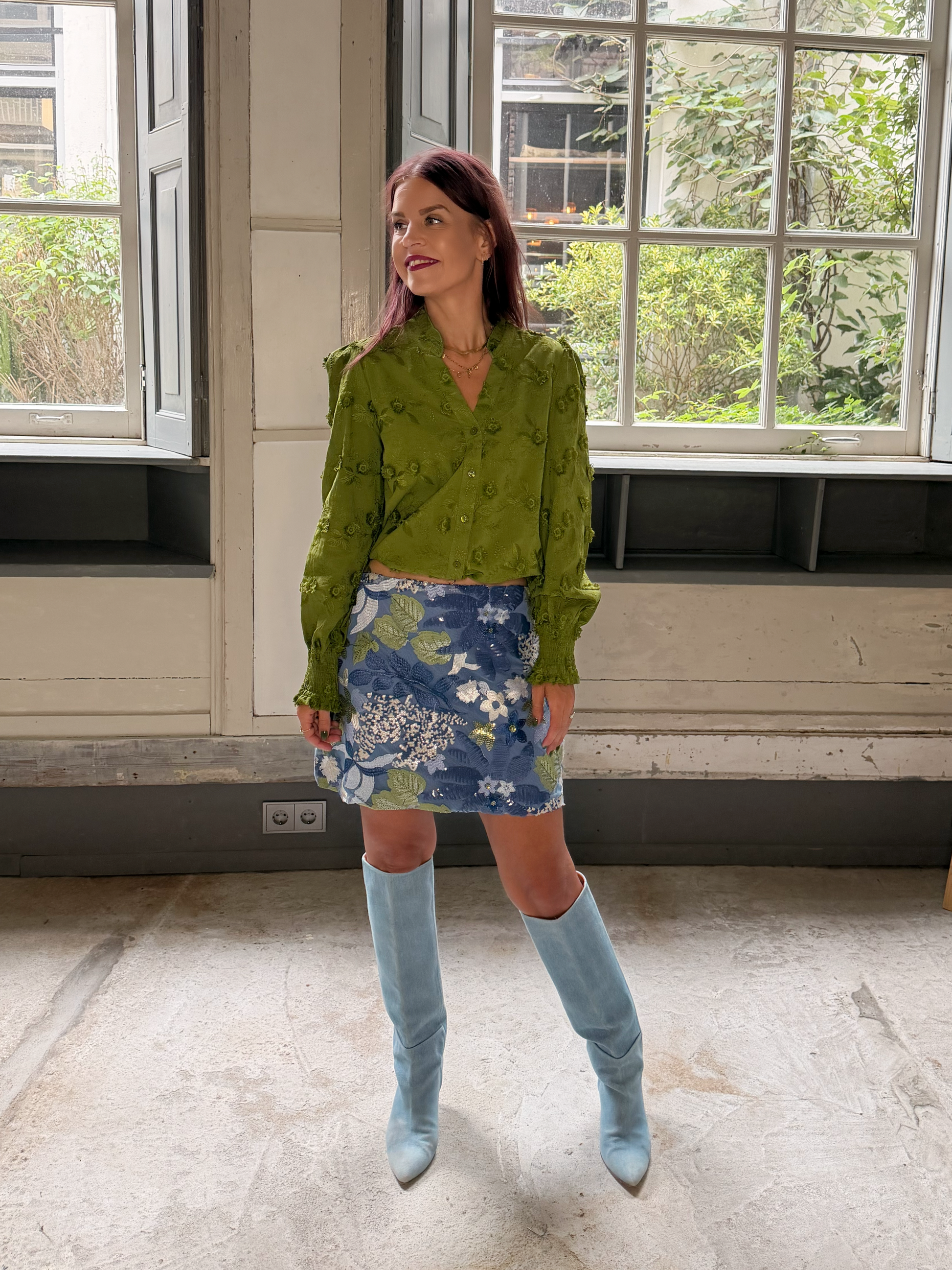 HILDE SEQUIN SKIRT - BLUE