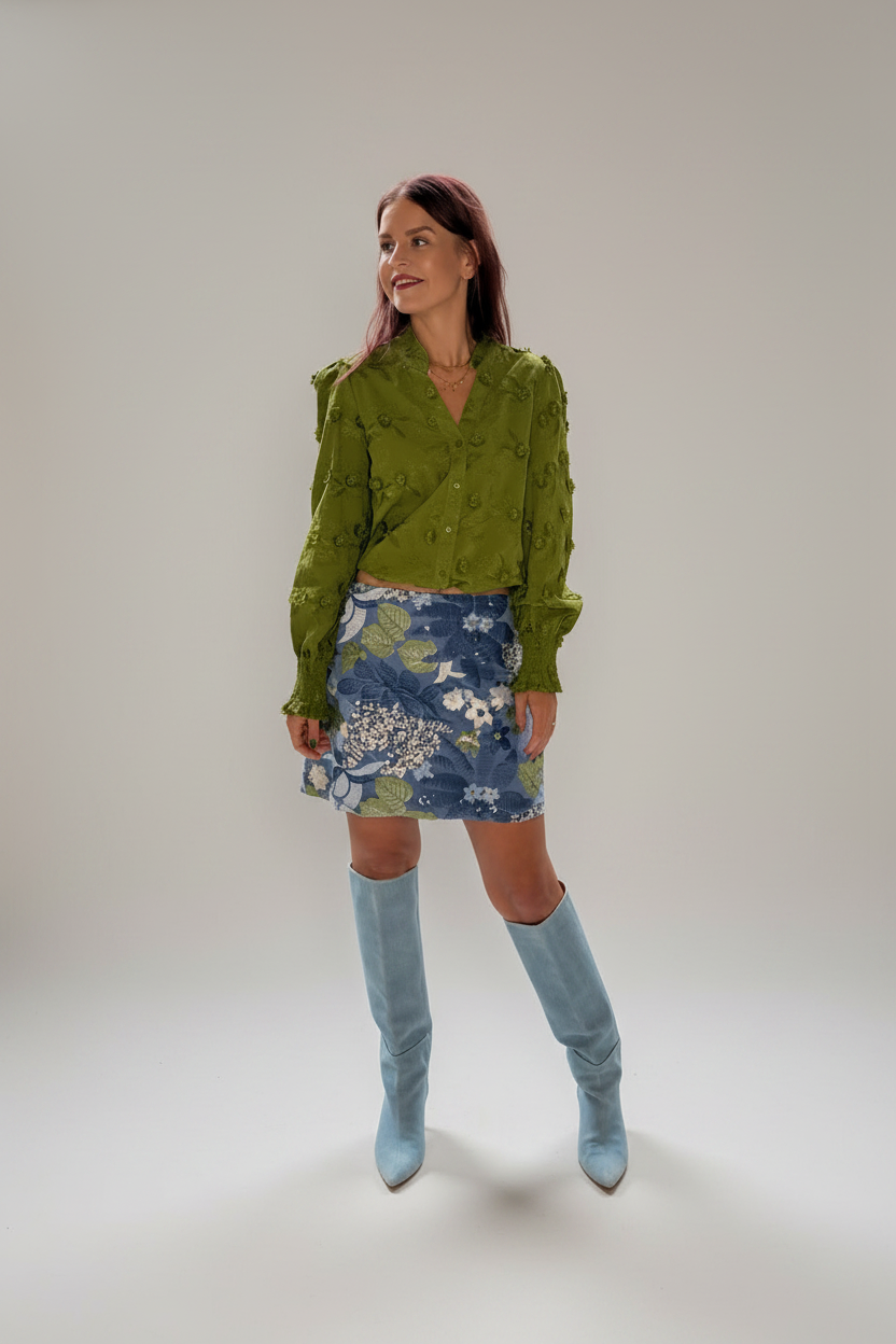 HILDE SEQUIN SKIRT - BLUE