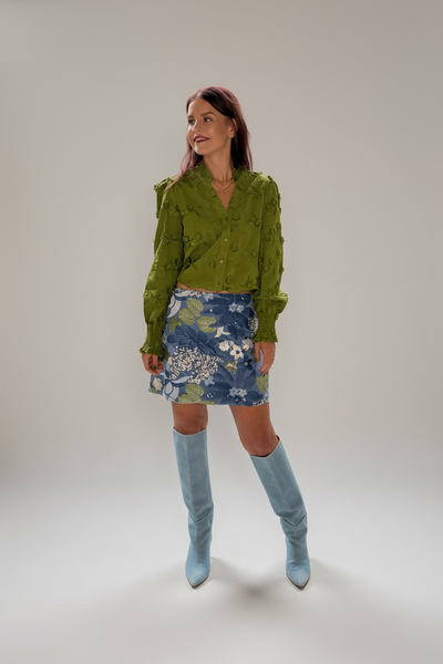 HILDE SEQUIN SKIRT - BLUE