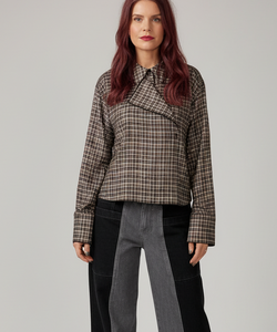 YAS | TULVA LS SHORT SHIRT - BLACK CHECKED
