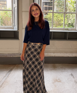 THALIA CHECKED SKIRT - BLUE