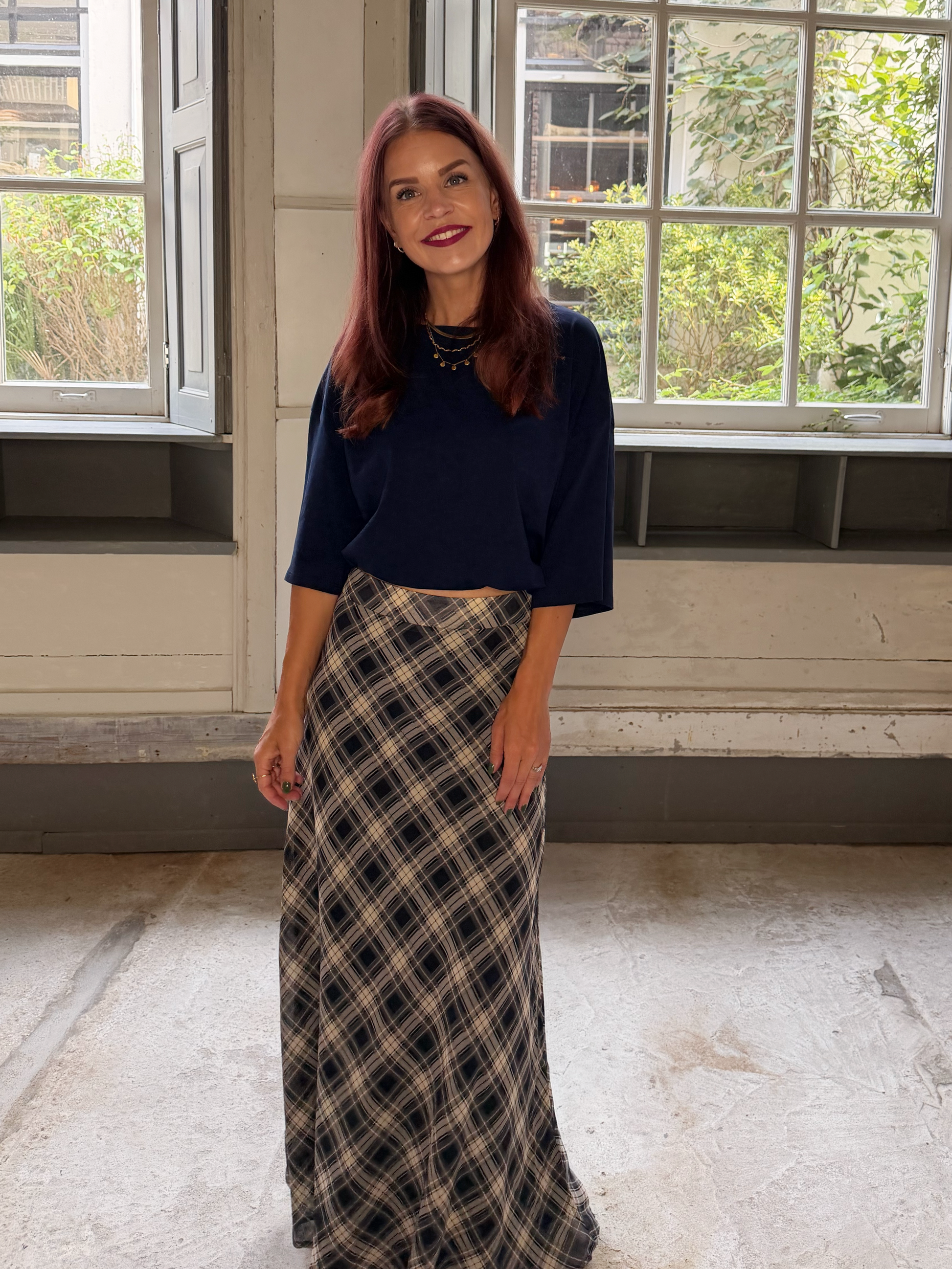 THALIA CHECKED SKIRT - BLUE