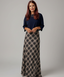 THALIA CHECKED SKIRT - BLUE