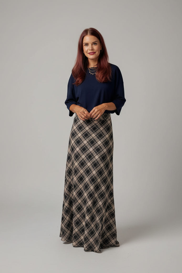 THALIA CHECKED SKIRT - BLUE