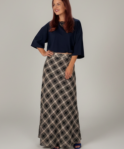 THALIA CHECKED SKIRT - BLUE