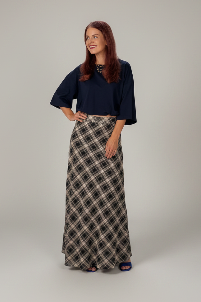 THALIA CHECKED SKIRT - BLUE