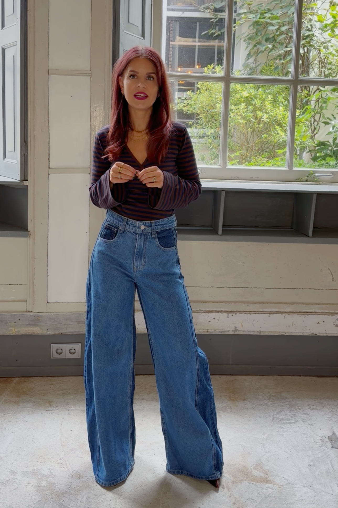 RAMY STRIPED TOP - BLUE/BROWN