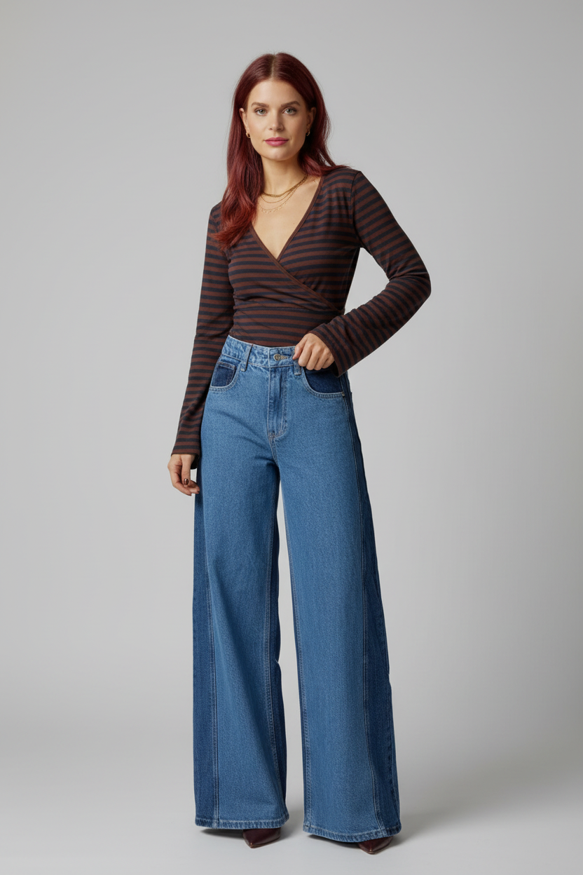 VIVIE TWO-TONED JEANS - BLUE