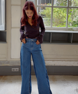 RAMY STRIPED TOP - BLUE/BROWN